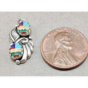 Vintage Navajo WM 925 Sterling Silver Inlaid Women’s Pendent